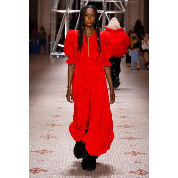 Zadig & Voltaire Defile Ranage Jac Chaines Red Silk Asymmetrical Ruffled Dress - Picture 1 of 11